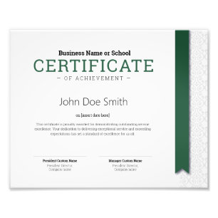 Elegant Classic Diploma Certificate green ribbon Photo Print
