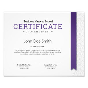 Elegant Classic Diploma Certificate purple ribbon Photo Print
