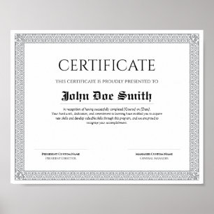 Elegant Classic Diploma Certificate Quality Poster