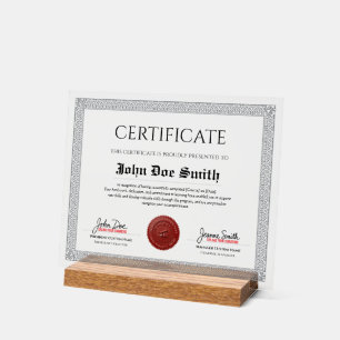Elegant Classic Diploma Certificate red wax seal Acrylic Sign