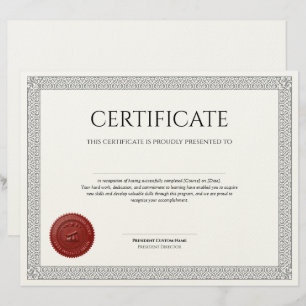 Elegant Classic Diploma Certificate red wax seal Letterhead