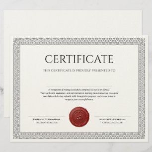 Elegant Classic Diploma Certificate red wax seal Letterhead