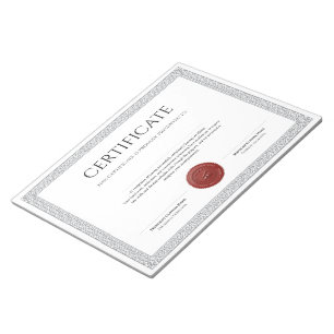 Elegant Classic Diploma Certificate red wax seal Notepad