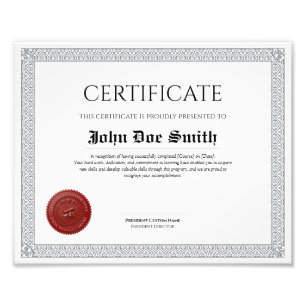 Elegant Classic Diploma Certificate red wax seal Photo Print