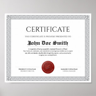 Elegant Classic Diploma Certificate red wax seal Poster