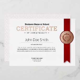 Elegant Classic Diploma Certificate rose gold seal Foil Holiday Card