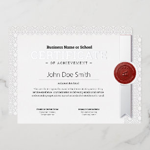 Elegant Classic Diploma Certificate seal silver Foil Holiday Card