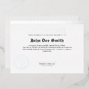 Elegant Classic Diploma Certificate silver seal Foil Holiday Card