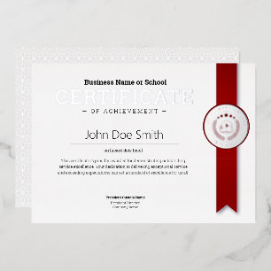 Elegant Classic Diploma Certificate silver seal Foil Holiday Card