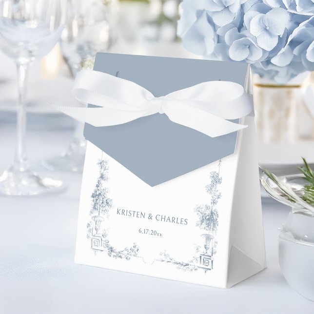 Elegant Classic Dusty Blue French Floral Favor Box (Creator Uploaded)