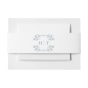 Elegant Classic Dusty Blue Wedding Invitation Belly Band