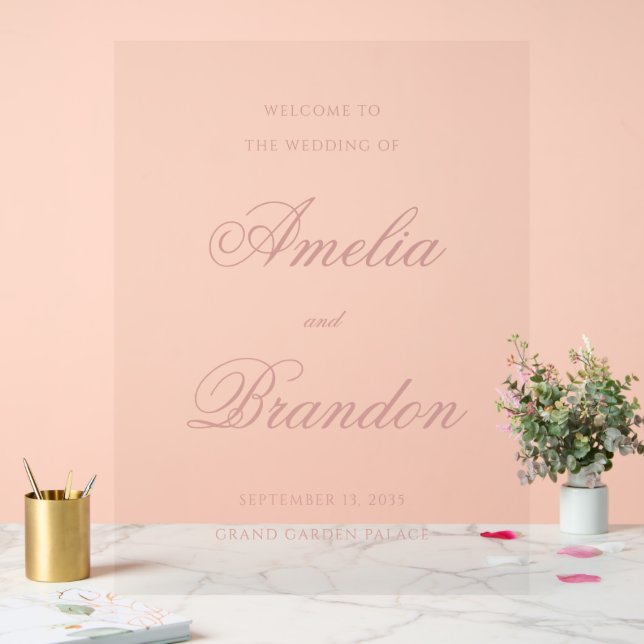 Elegant Classic Dusty Rose Script Wedding Welcome (Mariage)
