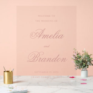 Elegant Classic Dusty Rose Script Wedding Welcome Acrylic Sign
