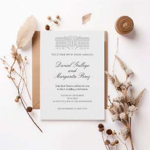 Elegant Classic Estate Illustration Wedding Invita Invitation