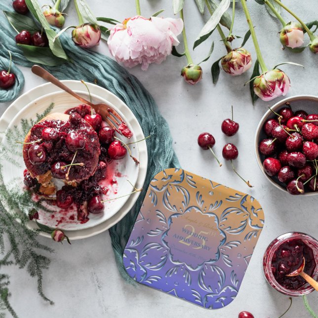 Elegant Classic Fancy 25th Wedding Anniversary Paper Plate (Creator Uploaded)