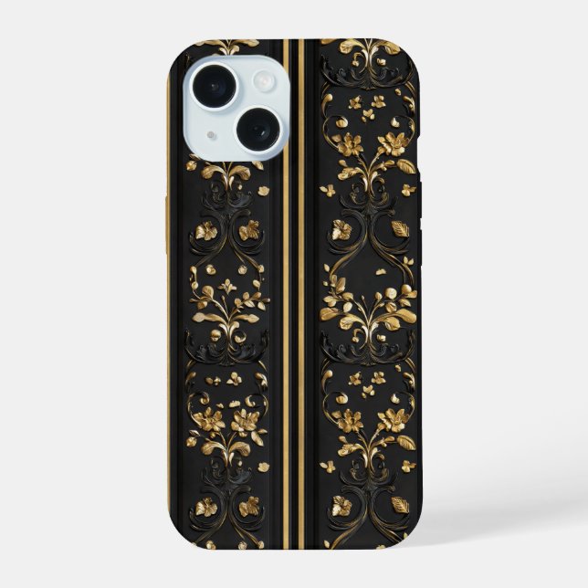 Elegant Classic Floral Pattern iPhone 15 Case (Back)