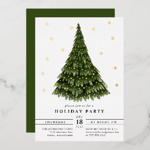 Elegant Classic Foil Christmas Party Foil Invitati