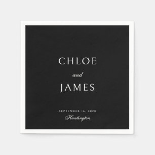 Elegant Classic Formal Black Names Wedding Napkin