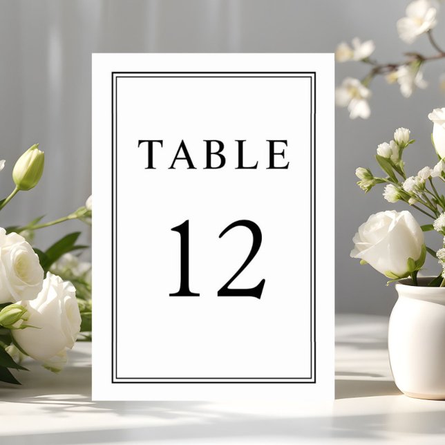 Elegant Classic Formal Black White Wedding  Table Number (Elegant Classic Formal Black White Wedding Table Number)