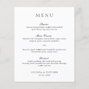 Elegant Classic Formal Budget Wedding Menu