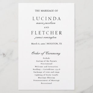 Elegant Classic Formal Budget Wedding Program