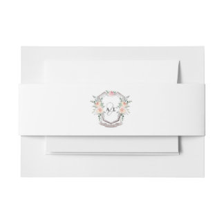 Elegant Classic Formal Monogram Floral Wedding Invitation Belly Band