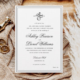 Elegant Classic Formal Script Monogram Wedding Invitation