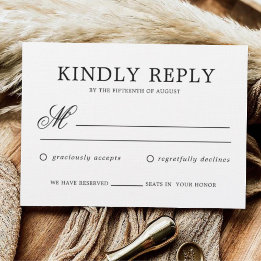 Elegant Classic Formal Script Monogram Wedding RSVP Card