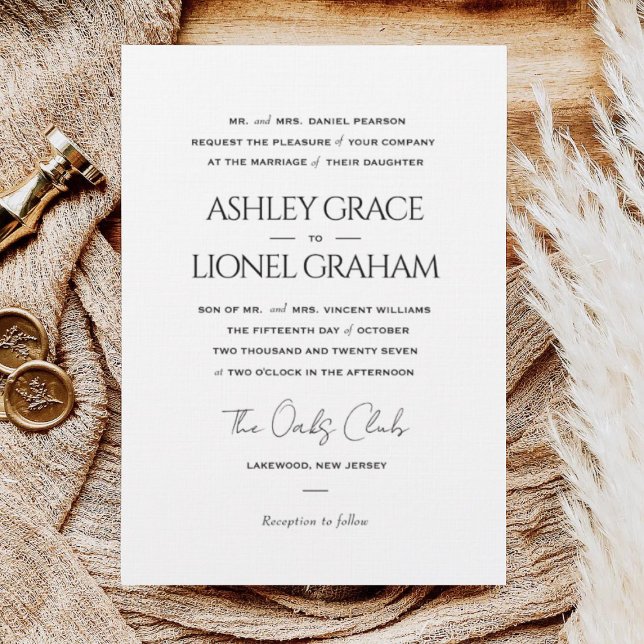 Elegant Classic Formal Script Simple Wedding Invitation (Creator Uploaded)