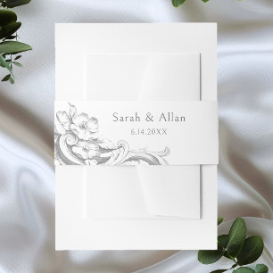 Elegant Classic French Rococo Floral Invitation Belly Band
