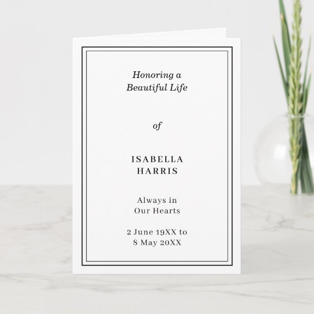 Elegant Classic Funeral Service Design Program (Front)