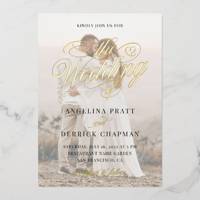 Elegant Classic Gold Foil Custom Photo Calligraphy (Front)