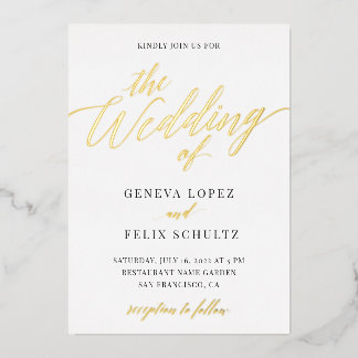 Elegant Classic Gold Foil Hand Lettered Script  Fo