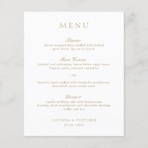 Élégant Classic Gold Formal Menu Mariage