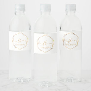 Elegant Classic Gold Monogrammed Initial Wedding Water Bottle Label