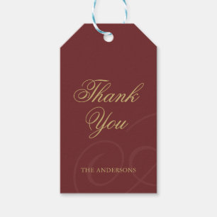 Elegant Classic Gold Script Burgundy Christmas Gift Tags