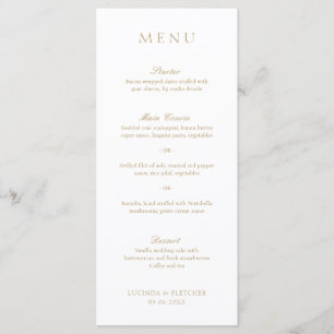 Elegant Classic Gold Traditional Formal Wedding Menu