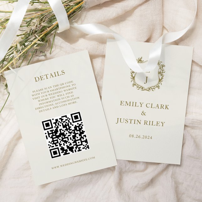 Elegant Classic Gold Wedding QR code Details Enclosure Card (Creator Uploaded)
