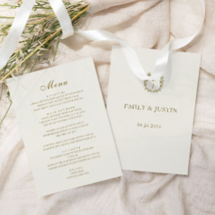 Elegant Classic Golden Crest Monogram Wedding Menu