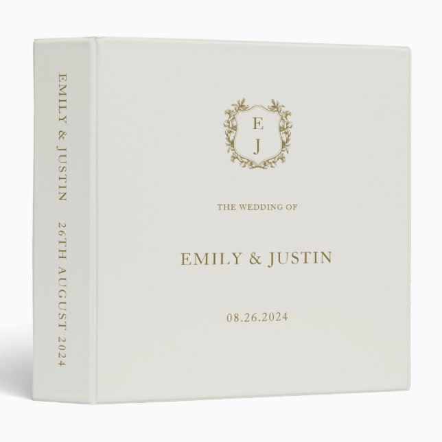 Elegant Classic Golden Monogram Wedding Album Binder (Front/Spine)