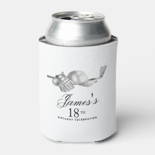 Elegant Classic Golf 18th Birthday Party Custom Can Cooler