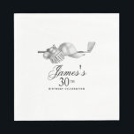 Elegant Classic Golf 30th Birthday Party Custom Napkin<br><div class="desc">Elegant black and white custom birthday napkins for a golfer. The top of is decorated with golf accessories - a golf club, golf ball, hat and gloves. The watercolor design creates a traditional and classic aesthetic. Perfect for a birthday bash at the club or a backyard BBQ. All of the...</div>