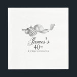 Elegant Classic Golf 40th Birthday Party Custom Napkin<br><div class="desc">Elegant black and white custom birthday napkins for a golfer. The top of is decorated with golf accessories - a golf club, golf ball, hat and gloves. The watercolor design creates a traditional and classic aesthetic. Perfect for a birthday bash at the club or a backyard BBQ. All of the...</div>