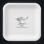 Elegant Classic Golf 50th Birthday Party Custom Paper Plate<br><div class="desc">Elegant black and white custom birthday paper plates for a golfer. The top of is decorated with golf accessories - a golf club, golf ball, hat and gloves. The watercolor design creates a traditional and classic aesthetic. Perfect for a birthday bash at the club or a backyard BBQ. All of...</div>