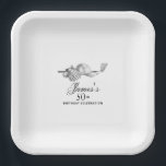 Elegant Classic Golf 50th Birthday Party Custom Paper Plate<br><div class="desc">Elegant black and white custom birthday paper plates for a golfer. The top of is decorated with golf accessories - a golf club, golf ball, hat and gloves. The watercolor design creates a traditional and classic aesthetic. Perfect for a birthday bash at the club or a backyard BBQ. All of...</div>