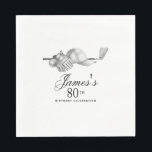 Elegant Classic Golf 80th Birthday Party Custom Napkin<br><div class="desc">Elegant black and white custom birthday napkins for a golfer. The top of is decorated with golf accessories - a golf club, golf ball, hat and gloves. The watercolor design creates a traditional and classic aesthetic. Perfect for a birthday bash at the club or a backyard BBQ. All of the...</div>