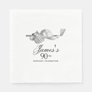 Elegant Classic Golf 90th Birthday Party Custom Napkin