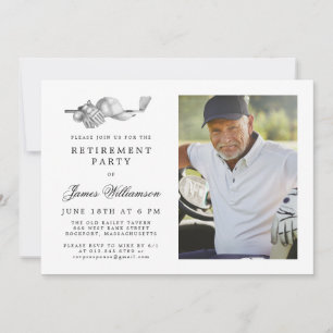 Elegant Classic Golf Theme Retirement Party Photo Invitation