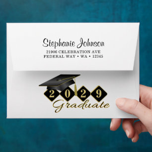 Elegant Classic Graduation Black & Gold  Envelope