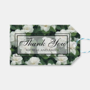 Elegant classic green botanical white floral gift tags